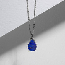 Load image into Gallery viewer, Teardrop Lapis Ashes Urn Necklace - Silver
