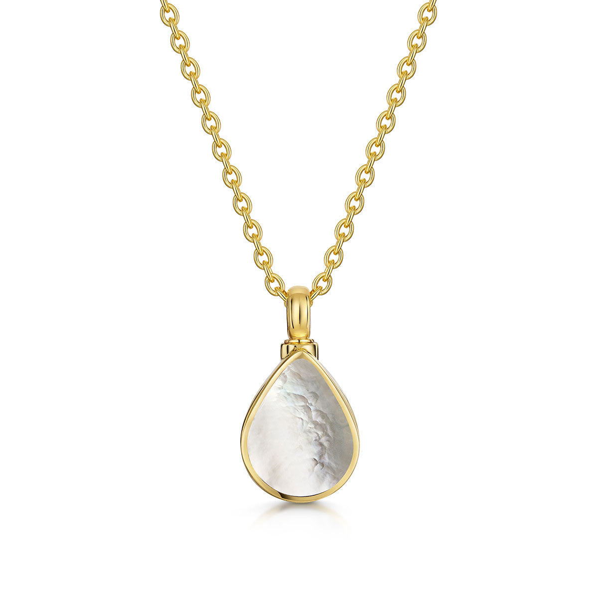 Teardrop Mother of Pearl Ashes Urn Necklace - Gold