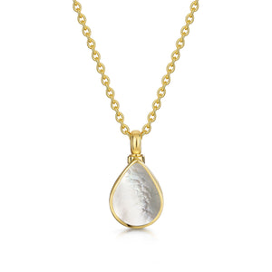 Teardrop Mother of Pearl Ashes Urn Necklace - Gold