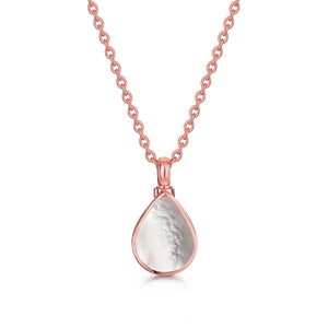 Teardrop Mother of Pearl Ashes Urn Necklace - Rose Gold