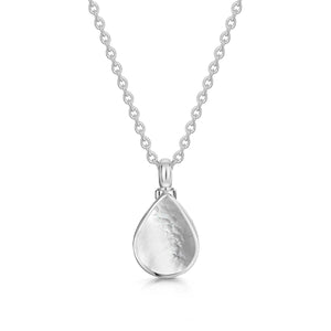 Teardrop Mother of Pearl Ashes Urn Necklace - Silver