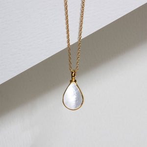 Teardrop Mother of Pearl Ashes Urn Necklace - Gold