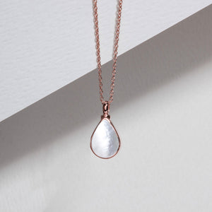 Teardrop Mother of Pearl Ashes Urn Necklace - Rose Gold