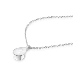 Teardrop Mother of Pearl Ashes Urn Necklace - Silver