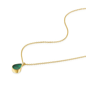 Teardrop Malachite Ashes Urn Necklace - Gold