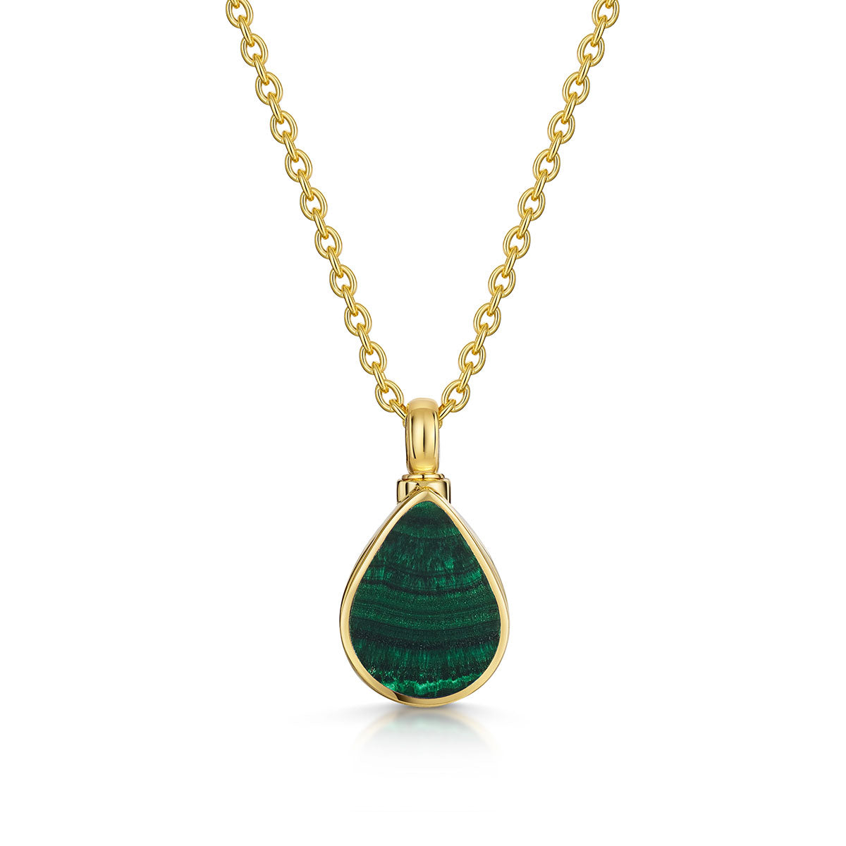 Teardrop Malachite Ashes Urn Necklace - Gold