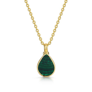 Teardrop Malachite Ashes Urn Necklace - Gold