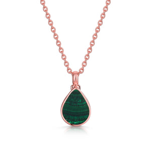 Teardrop Malachite Ashes Urn Necklace - Rose Gold