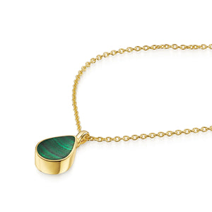 Teardrop Malachite Ashes Urn Necklace - Gold