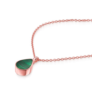 Teardrop Malachite Ashes Urn Necklace - Rose Gold