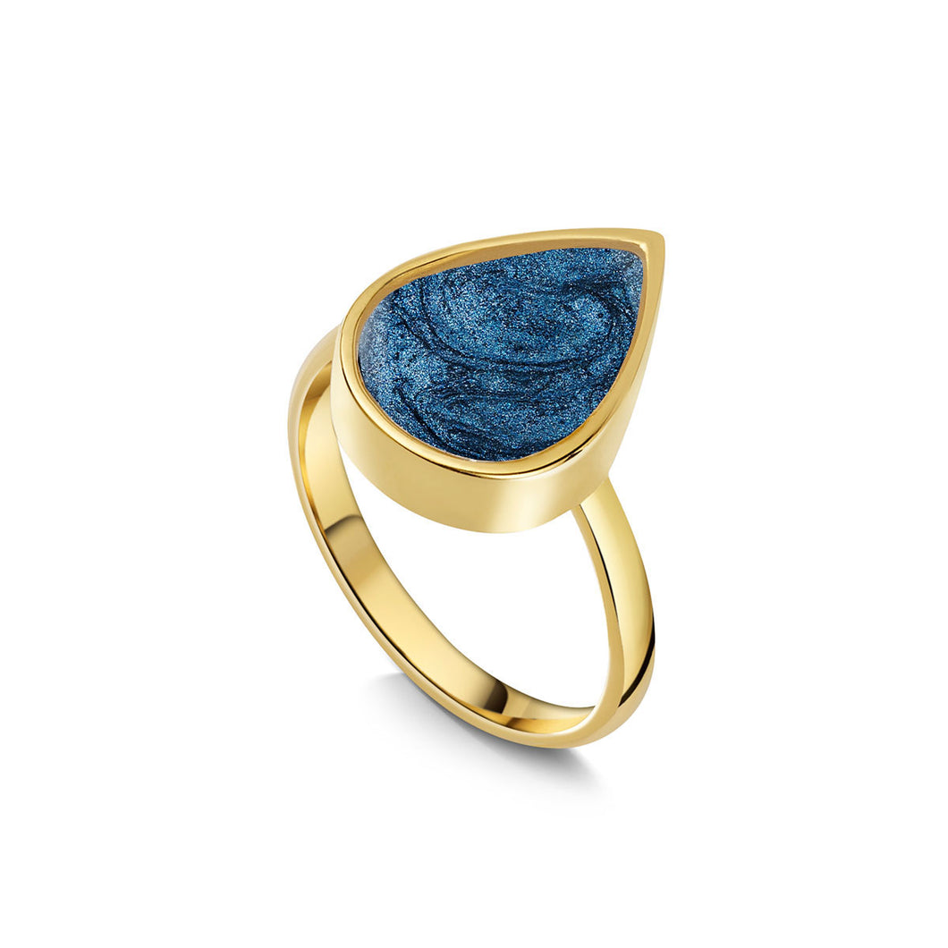 Teardrop Ashes Resin Ring - Gold