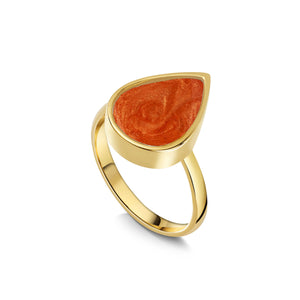 Teardrop Ashes Resin Ring - Gold