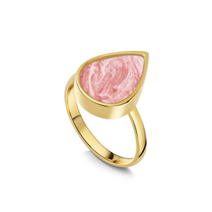 Teardrop Ashes Resin Ring - Gold
