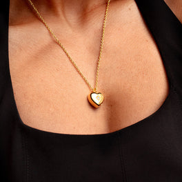 Tiny Crystal Heart Urn Ashes Necklace – Gold
