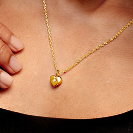 Tiny Crystal Heart Urn Ashes Necklace – Gold