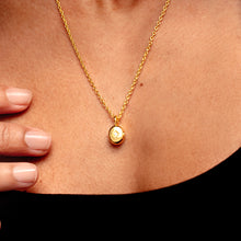 Load image into Gallery viewer, Tiny Crystal Oval Urn Ashes Necklace – Gold
