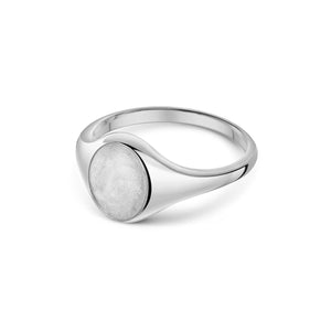 Upright Oval Ashes Resin Ring - Silver