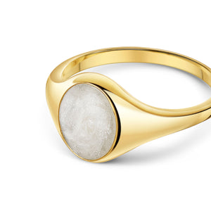 Upright Oval Ashes Resin Ring - Gold