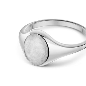 Upright Oval Ashes Resin Ring - Silver