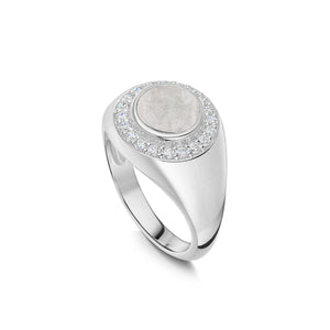 Crystal Signet Ashes Resin Ring - Silver