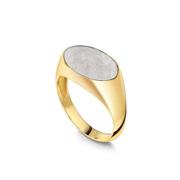 Men's Large Oval Signet Ashes Resin Ring Gold – LOVELOX