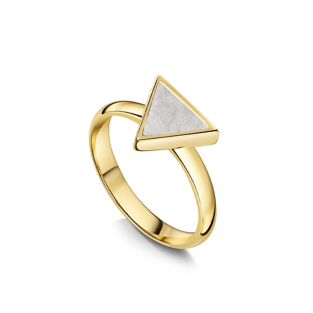 Triangular Ashes Resin Ring - Gold