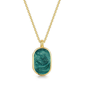 Dog Tag Ashes Resin Locket - Gold