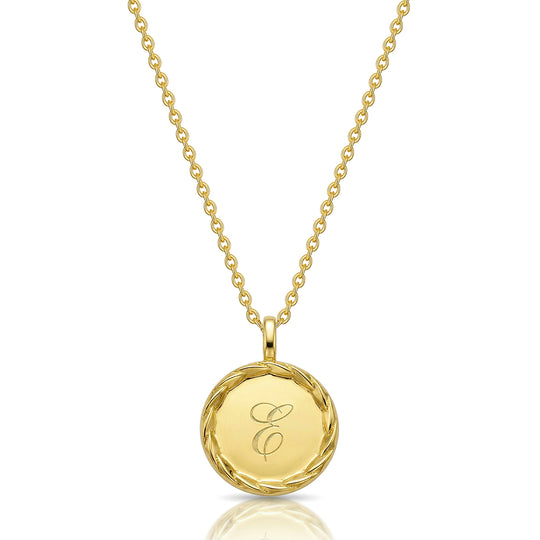 Wreath Framed Initial Necklace - Gold