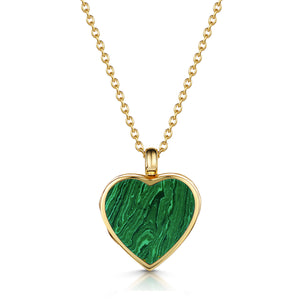 Malachite Personalised Heart Locket – Gold