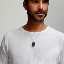 Load image into Gallery viewer, Men&#39;s Large Lapis Dog Tag Locket - Gold
