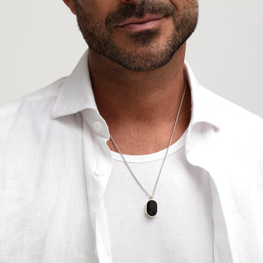 Herren Hundemarke Asche Harz Medaillon - Silber