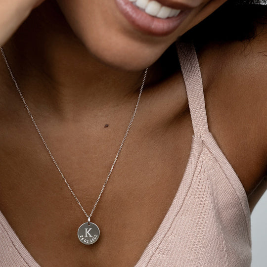 Initial & Date Personalised Necklace – Silver