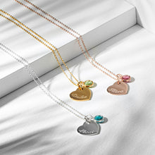Load image into Gallery viewer, Swarovski® Birthstone Heart Necklace – Silver
