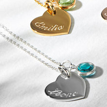 Load image into Gallery viewer, Swarovski® Birthstone Heart Necklace – Rose Gold
