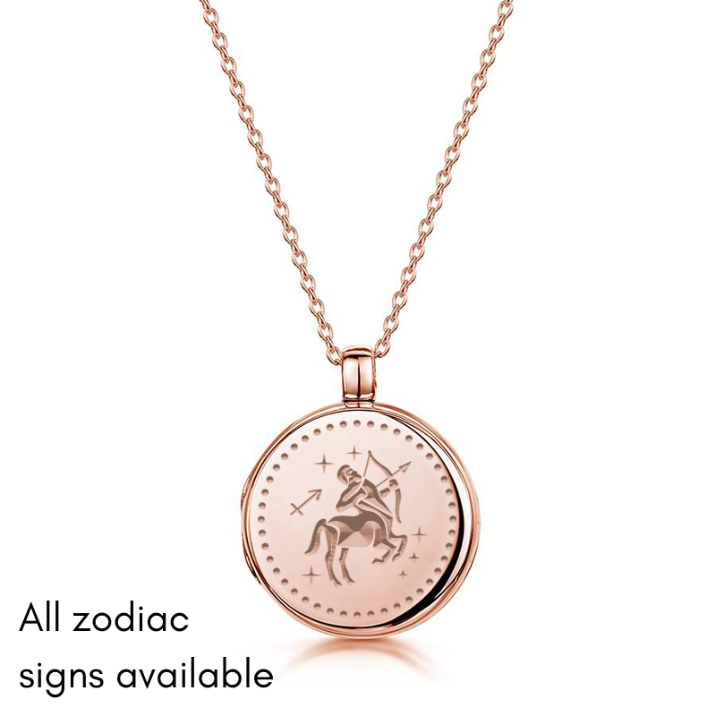 Zodiac Round Locket – Rose Gold