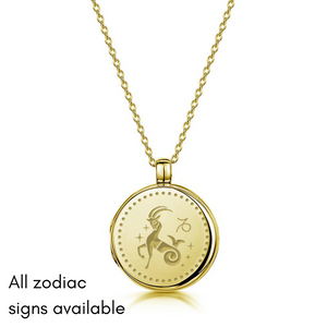 Zodiac Round Locket – Gold