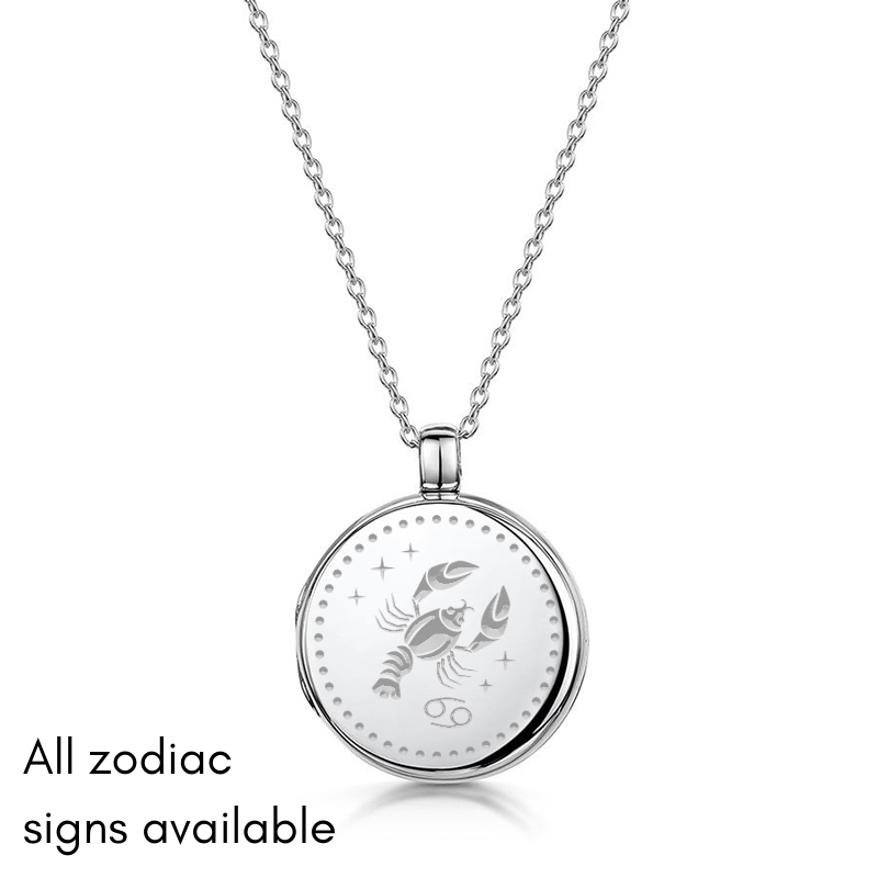 Zodiac Round Locket – Silver