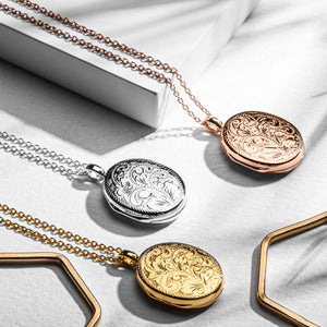 Large Oval Scroll Gold Locket