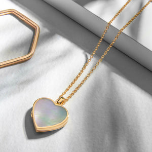 Mother of Pearl Modern Heart Locket – Gold