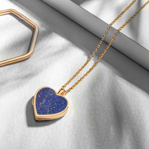 Lapis Lazuli Modern Heart Locket – Gold