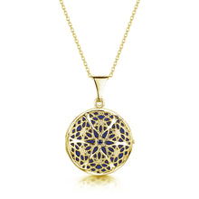 Load image into Gallery viewer, Round Filigree Locket With Sapphire Stone - Gold
