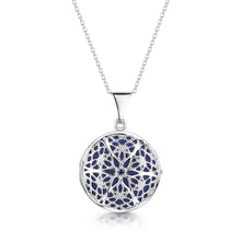 Load image into Gallery viewer, Round Filigree Locket With Sapphire Stone - Silver
