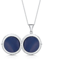 Load image into Gallery viewer, Round Filigree Locket With Sapphire Stone - Silver
