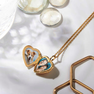 Mother of Pearl Modern Heart Locket – Gold