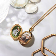 Load image into Gallery viewer, Large Oval Scroll Gold Locket
