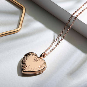 Scroll Heart Rose Gold Locket