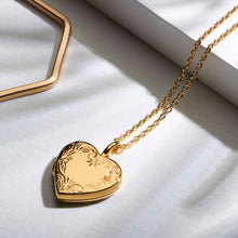 Load image into Gallery viewer, Scroll Heart Gold Locket
