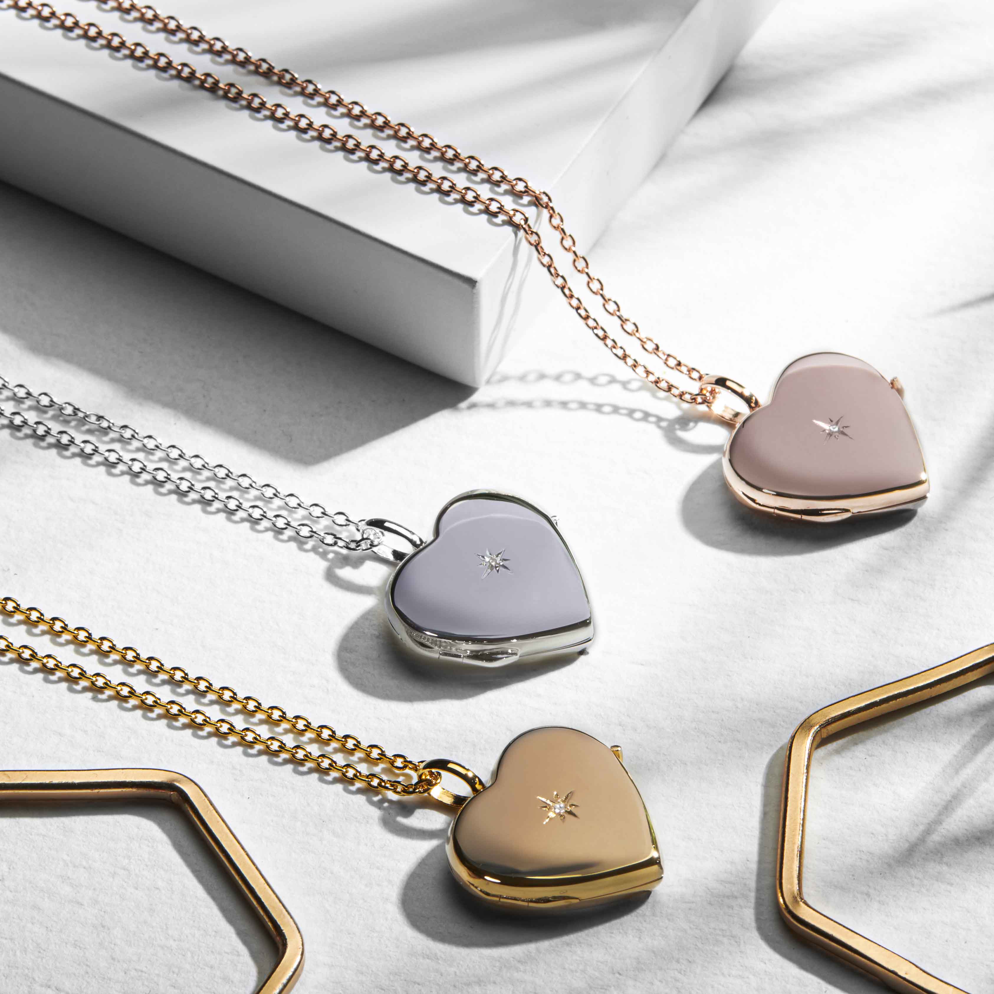 Diamond Set Personalised Heart Locket – Gold – LOVELOX