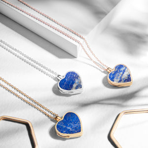Lapis Lazuli Modern Heart Locket – Silver