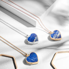 Load image into Gallery viewer, Lapis Lazuli Modern Heart Locket – Gold
